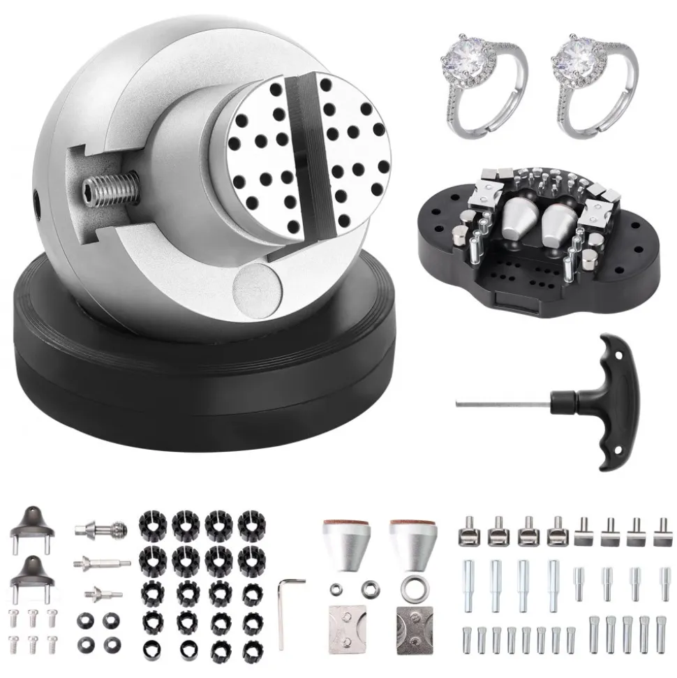 VEVOR Ball Vise, 5" Engraving Setting Tool, 360° Rotation Engraving Block Vise, 69 PCS Attachment Jewelry Engraving Block Tools Standard Block for Gemstone Inlay and Small-Scale Engraving