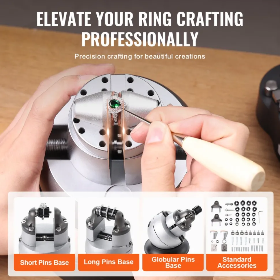 VEVOR Ball Vise, 5" Engraving Setting Tool, 360° Rotation Engraving Block Vise, 69 PCS Attachment Jewelry Engraving Block Tools Standard Block for Gemstone Inlay and Small-Scale Engraving
