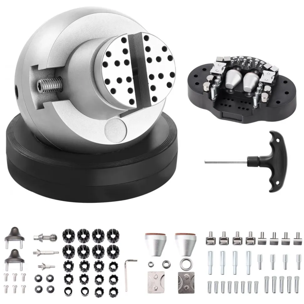 VEVOR Ball Vise, 5" Engraving Setting Tool, 360° Rotation Engraving Block Vise, 69 PCS Attachment Jewelry Engraving Block Tools Standard Block for Gemstone Inlay and Small-Scale Engraving