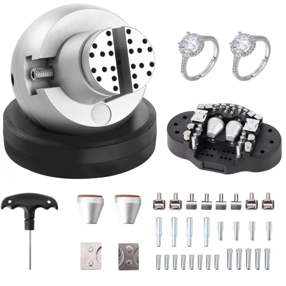 VEVOR Ball Vise, 5" Engraving Setting Tool, 360° Rotation Engraving Block Vise, 35 PCS Attachment Jewelry Engraving Block Tools Standard Block for Gemstone Inlay and Small-Scale Engraving