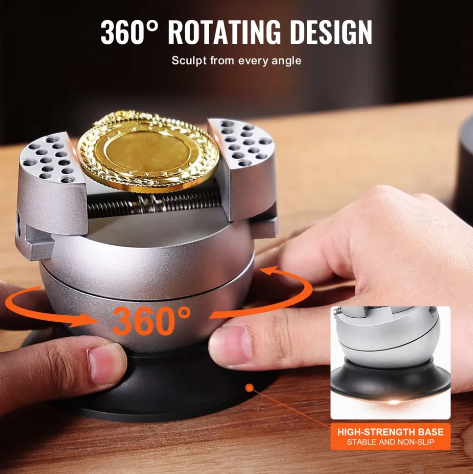 VEVOR Ball Vise, 3" Engraving Setting Tool, 360° Rotation Engraving Block Vise, 30 PCS Attachment Jewelry Engraving Block Tools Standard Block for Gemstone Inlay and Small-Scale Engraving