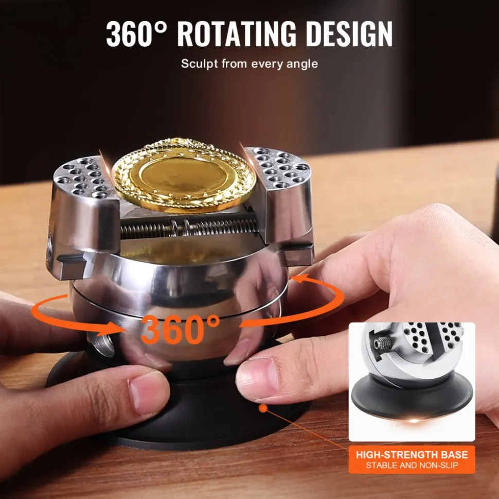 VEVOR Ball Vise, 3" Engraving Setting Tool, 360° Rotation Engraving Block Vise, 30 PCS Attachment Jewelry Engraving Block Tools Standard Block for Gemstone Inlay and Small-Scale Engraving