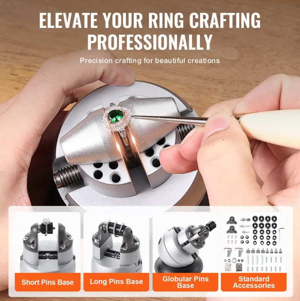 VEVOR Ball Vise, 3" Engraving Setting Tool, 360° Rotation Engraving Block Vise, 70 PCS Attachment Jewelry Engraving Block Tools Standard Block for Gemstone Inlay and Small-Scale Engraving