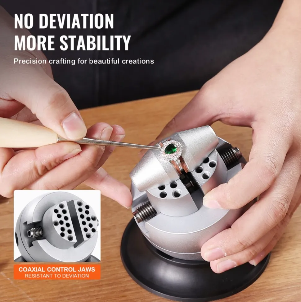 VEVOR Ball Vise, 3" Engraving Setting Tool, 360° Rotation Engraving Block Vise, 70 PCS Attachment Jewelry Engraving Block Tools Standard Block for Gemstone Inlay and Small-Scale Engraving