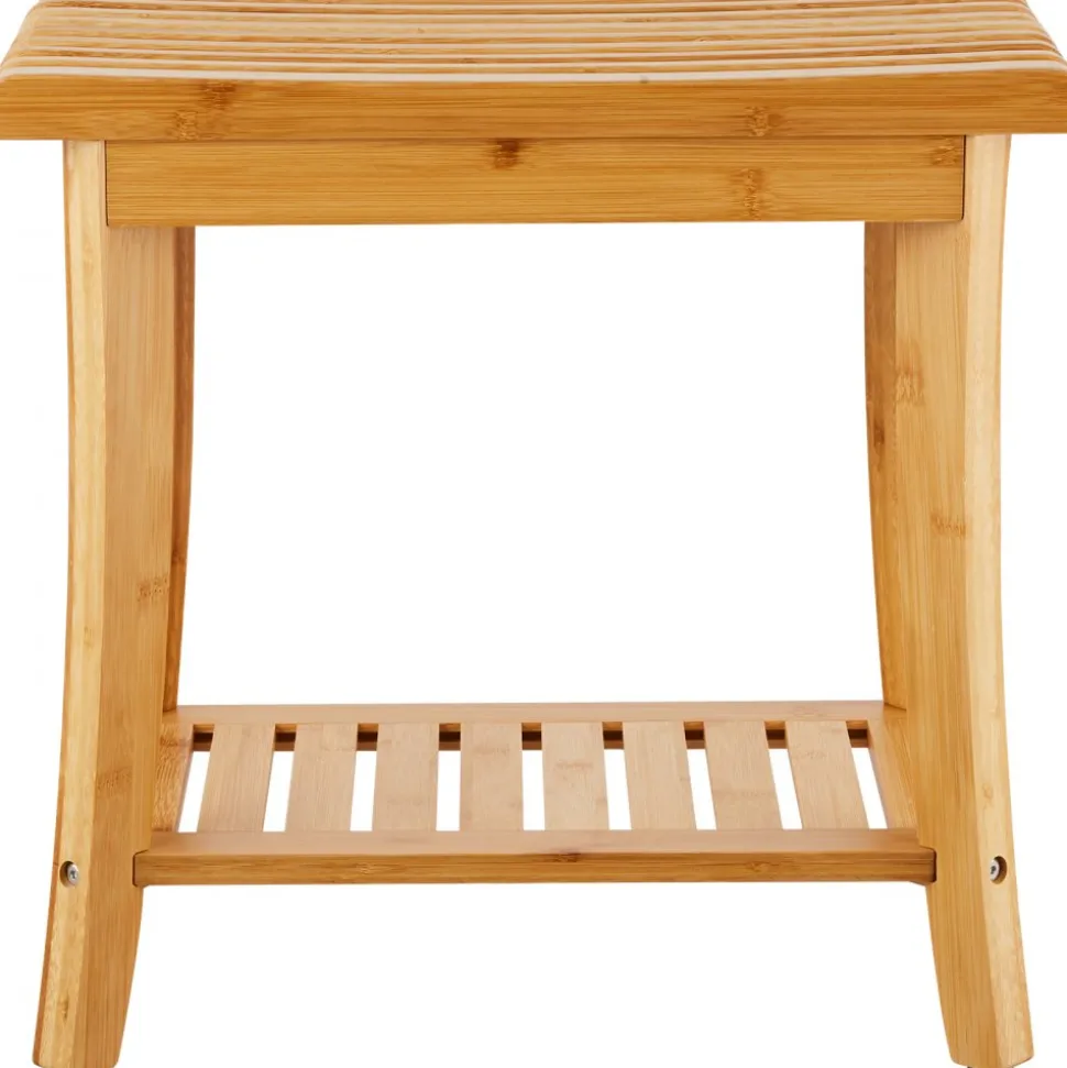 VEVOR Bamboo Shower Bench, 19.1 x 11.3 x 18.3 in, Waterproof Shower Stool Chair with Storage Shelf, 330lbs Load Capacity Spa Bath Seat Organizer, for Adults Seniors Women Elderly Indoor Outdoor