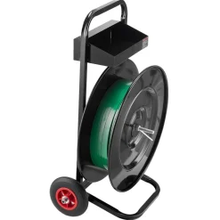VEVOR Banding Strapping Cart, Fit for PET/PP/Polyester Strapping Coils with 8 or 16 in Core Size, Heavy Duty Strapping Dispenser Equipped with Upgrade Brake System, Built-in Spacious Tray for Tools