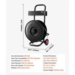 VEVOR Banding Strapping Cart, Fit for PET / PP / Polyester Strapping Coils with 8 inches Core Size, Heavy Duty Strapping Dispenser Equipped with Upgrade Brake System, Built-in Spacious Tray for Tools