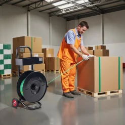 VEVOR Banding Strapping Cart, Fit for PET / PP / Polyester Strapping Coils with 8 inches Core Size, Heavy Duty Strapping Dispenser Equipped with Upgrade Brake System, Built-in Spacious Tray for Tools