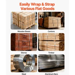 VEVOR Banding Strapping Kit, Heavy Duty A3 Steel Banding Sealer Tool with Adjustable Width, Manual Metal Pallet Packaging Strapping Kit for Warehouse, Transportation, Industrial Bundling, Home Use