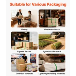 VEVOR Banding Strapping Kit, Heavy Duty Banding Sealer Tool with 1000 ft Length PET Band, 300 Metal Seals, Plastic Manual Pallet Packaging Strapping Kit for Warehouse/Shipping/Moving/Home, Orange