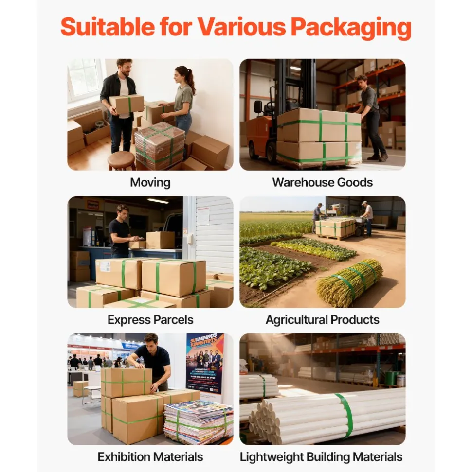 VEVOR Banding Strapping Kit, Heavy Duty Banding Sealer Tool with 1000 ft Length PET Band, 300 Metal Seals, Plastic Manual Pallet Packaging Strapping Kit for Warehouse/Shipping/Moving/Home, Orange