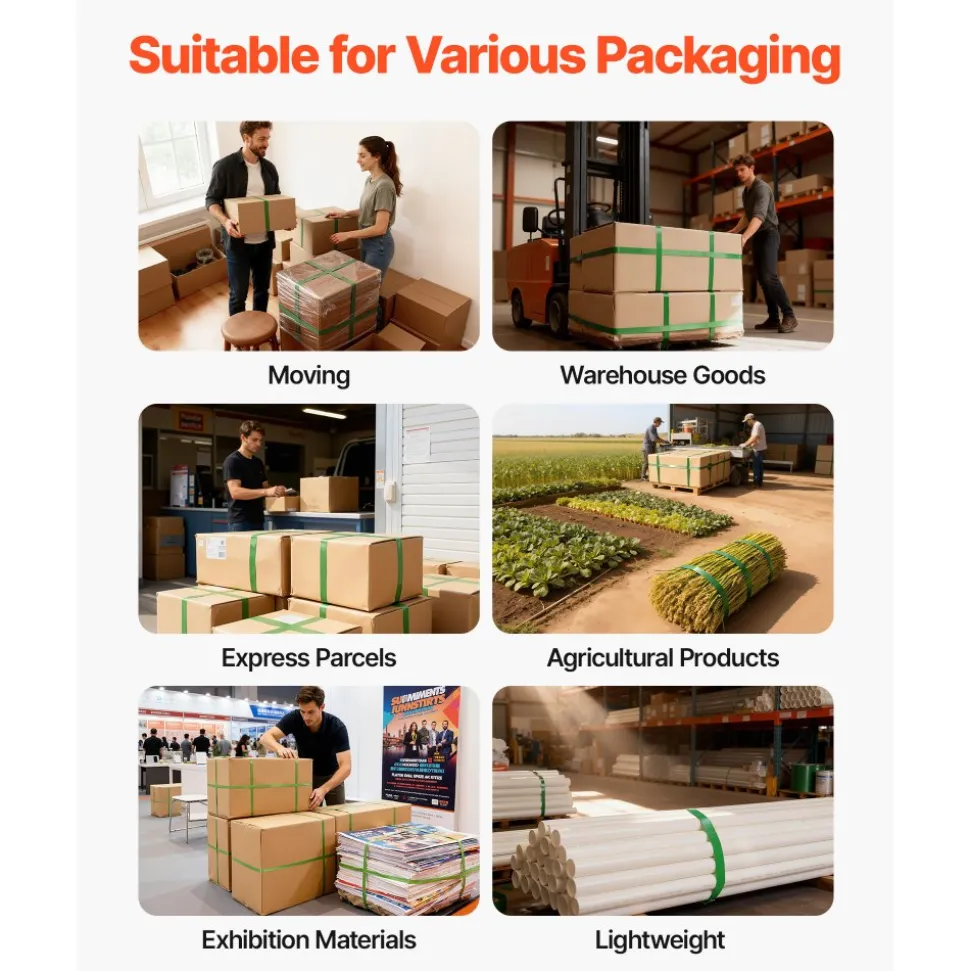 VEVOR Banding Strapping Kit, Heavy Duty Banding Sealer Tool with 1500 ft PET Band, 450 Metal Seals, 150 Corner Protectors & Gloves, Plastic Pallet Packaging Strapping Kit for Warehouse/Shipping/Moving