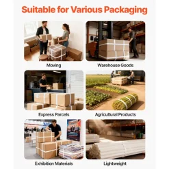 VEVOR Banding Strapping Kit, Heavy Duty Banding Sealer Tool with 330 ft Length PP Band, 100 Metal Seals, Plastic Manual Pallet Packaging Strapping Kit for Warehouse/Shipping/Moving/Home, Orange