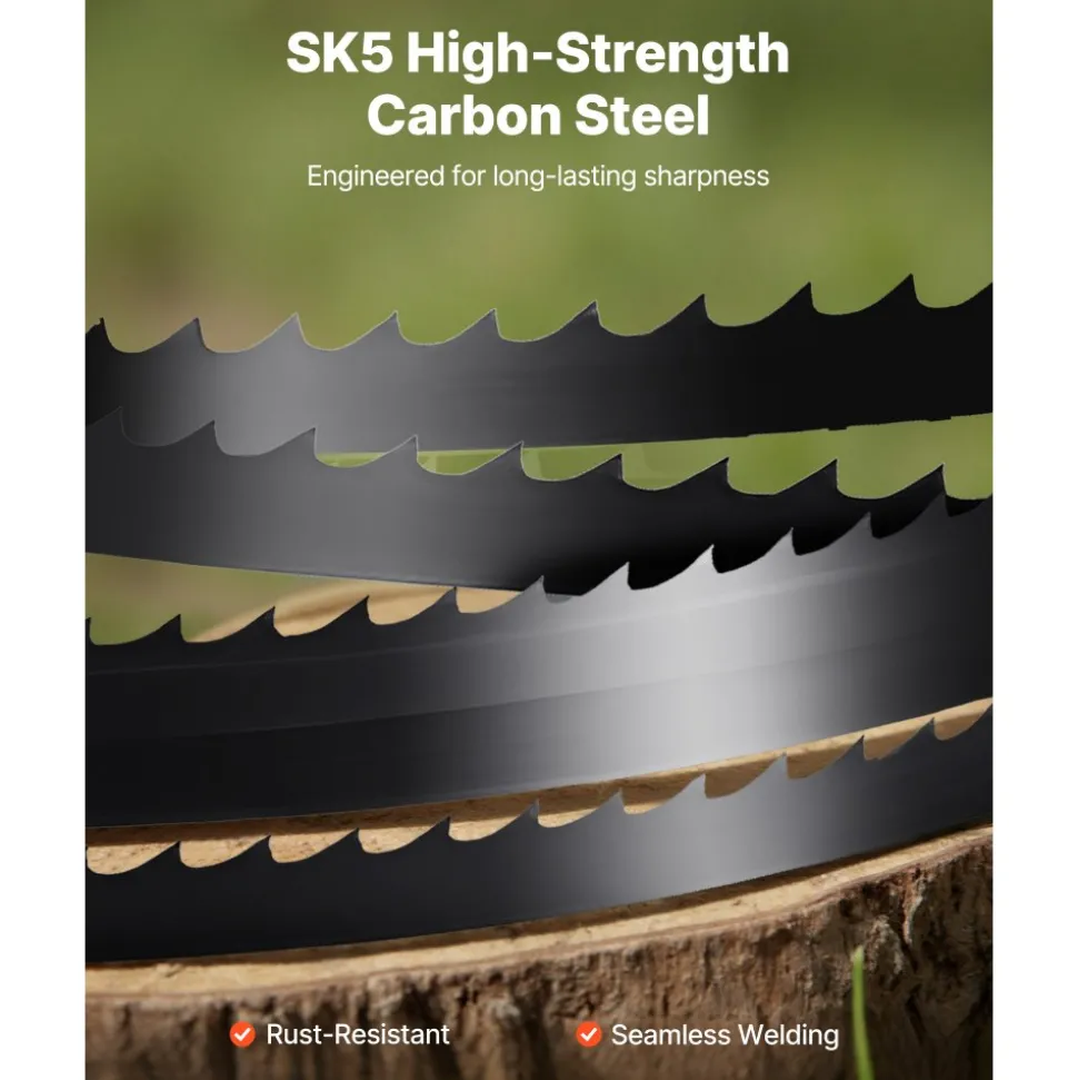 VEVOR Bandsaw Blade, 60 Inch Length, 6 TPI Band Saw Blade with 15 HRC Hardened Sharp Teeth, SK5 High-Strength Carbon Steel, 0.25 Inch Width, Replacement for Major Woodworking Band Saw Brands, 1 Pack