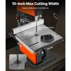 VEVOR Band Saw, 10-Inch, Two-Speed Benchtop Bandsaw with 373W 1/2 HP Motor, 6 in Max Cutting Height, 13.2 x 13.4 in Cast Iron Table, with 360° Work Light, Miter Gauge, Fence, Band Saw for Woodworking
