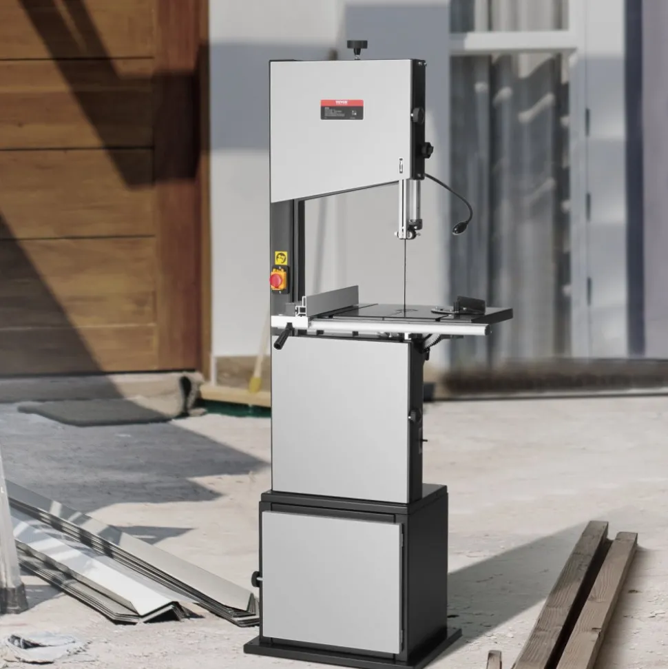 VEVOR Band Saw with Stand, 9.65-Inch, 560&1100 RPM Two-Speed Benchtop Bandsaw, 370W 1/2HP Motor 6'' Cutting Height 72.13'' Sawblade Length, with Fence and Miter Gauge, for Woodworking Aluminum Plastic