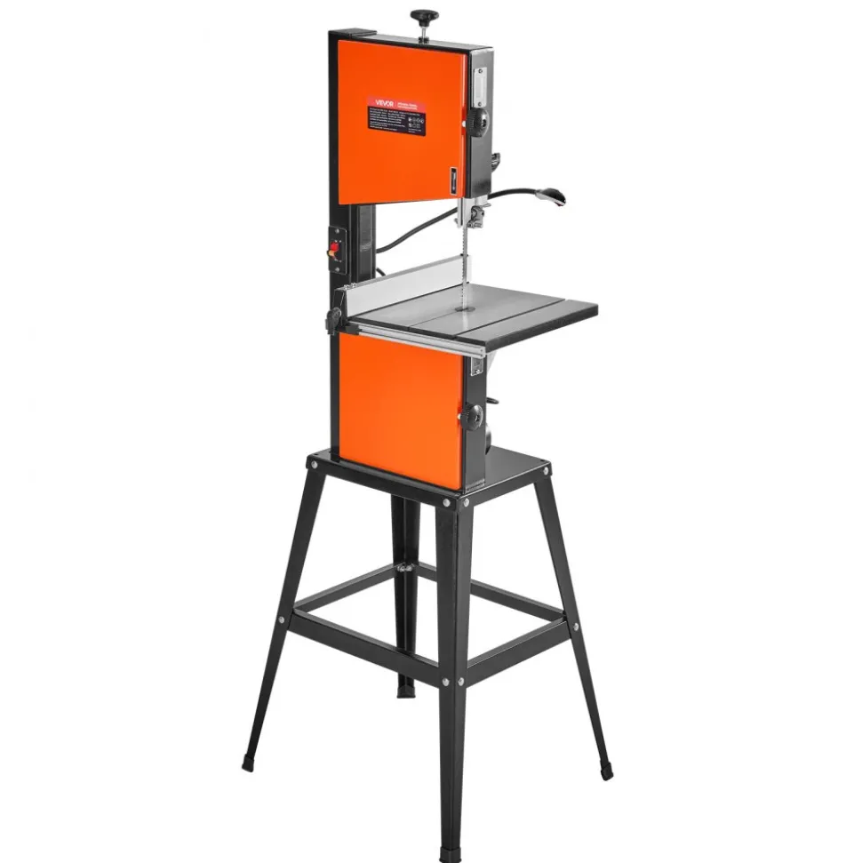VEVOR Band Saw with Stand, 10-Inch, Two-Speed Benchtop Bandsaw, 373W 1/2 HP, 6 in Max Cutting Height, 13.2 x 13.4 in Cast Iron Table, with 360° Work Light, Miter Gauge, Fence, Band Saw for Woodworking