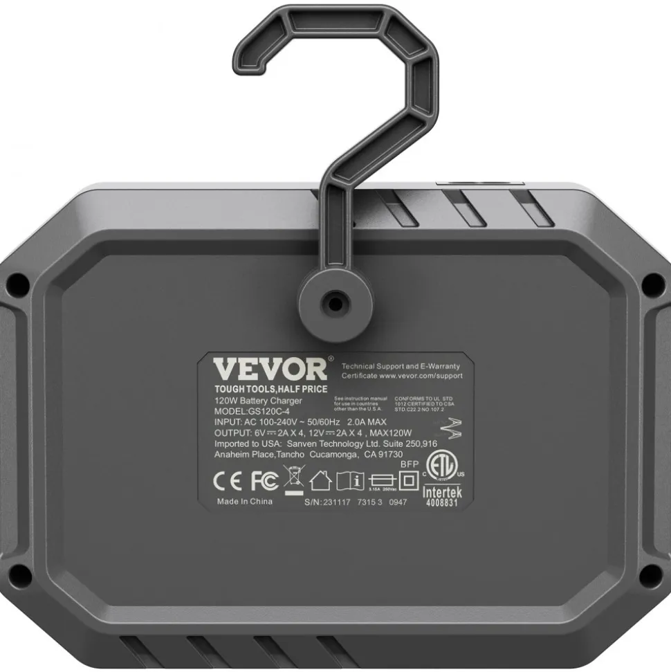 VEVOR 4-Bank Smart Battery Charger, 8A Total, 2A per Bank, for 6V/12V LiFePO4 and Lead-Acid AGM/Gel/SLA Batteries up to 40Ah, Automatic Charger Maintainer for Motorcycle, ATV and Lawn Mower