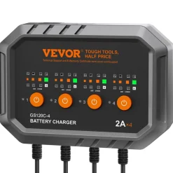 VEVOR 4-Bank Smart Battery Charger, 8A Total, 2A per Bank, for 6V/12V LiFePO4 and Lead-Acid AGM/Gel/SLA Batteries up to 40Ah, Automatic Charger Maintainer for Motorcycle, ATV and Lawn Mower