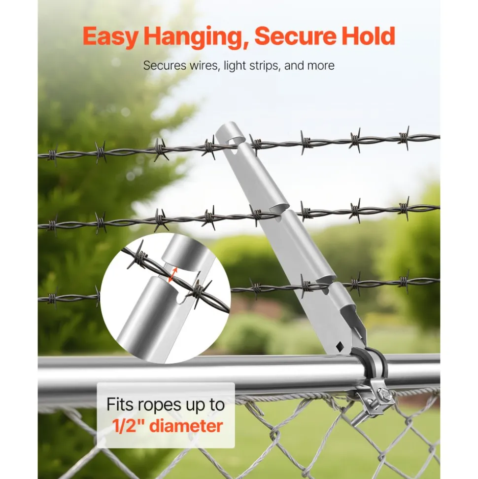 VEVOR Barbed Wire Arm, 10 Packs 14.8 in Fence Post Extender for 1.3" to 1.5" Chain Link Fences, U Bracket Design, Galvanized Steel Fence Height Extender, Protect Privacy and Prevent Pets Jumping Off