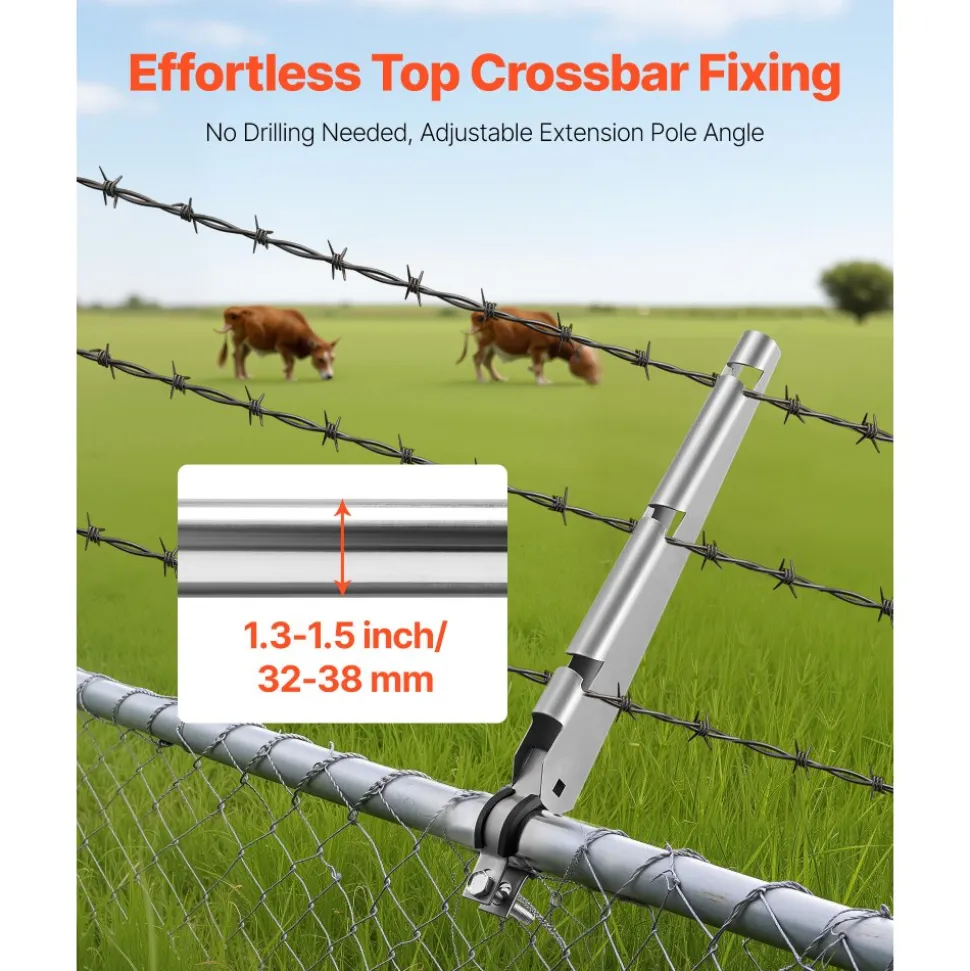 VEVOR Barbed Wire Arm, 10 Packs 14.8 in Fence Post Extender for 1.3" to 1.5" Chain Link Fences, U Bracket Design, Galvanized Steel Fence Height Extender, Protect Privacy and Prevent Pets Jumping Off