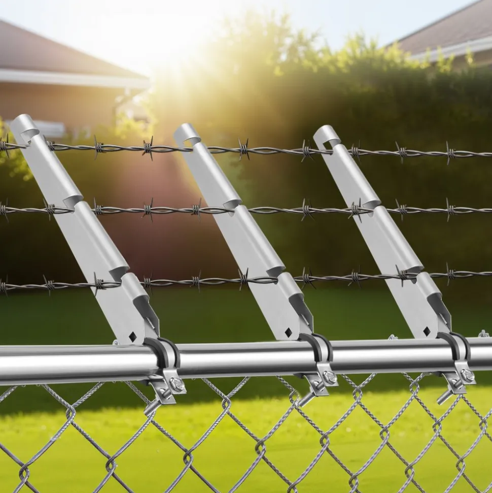 VEVOR Barbed Wire Arm, 10 Packs 14.8 in Fence Post Extender for 1.3" to 1.5" Chain Link Fences, U Bracket Design, Galvanized Steel Fence Height Extender, Protect Privacy and Prevent Pets Jumping Off