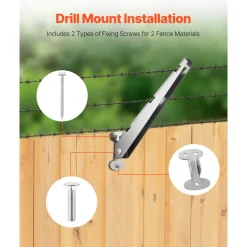 VEVOR Barbed Wire Arm, 10 Packs 12.2 in Fence Post Extender, Flat or Surface Mounted, Galvanized Steel Fence Height Extender, Protect Privacy and Prevent Pets Jumping Off, for Outdoor Wood Concrete Fences