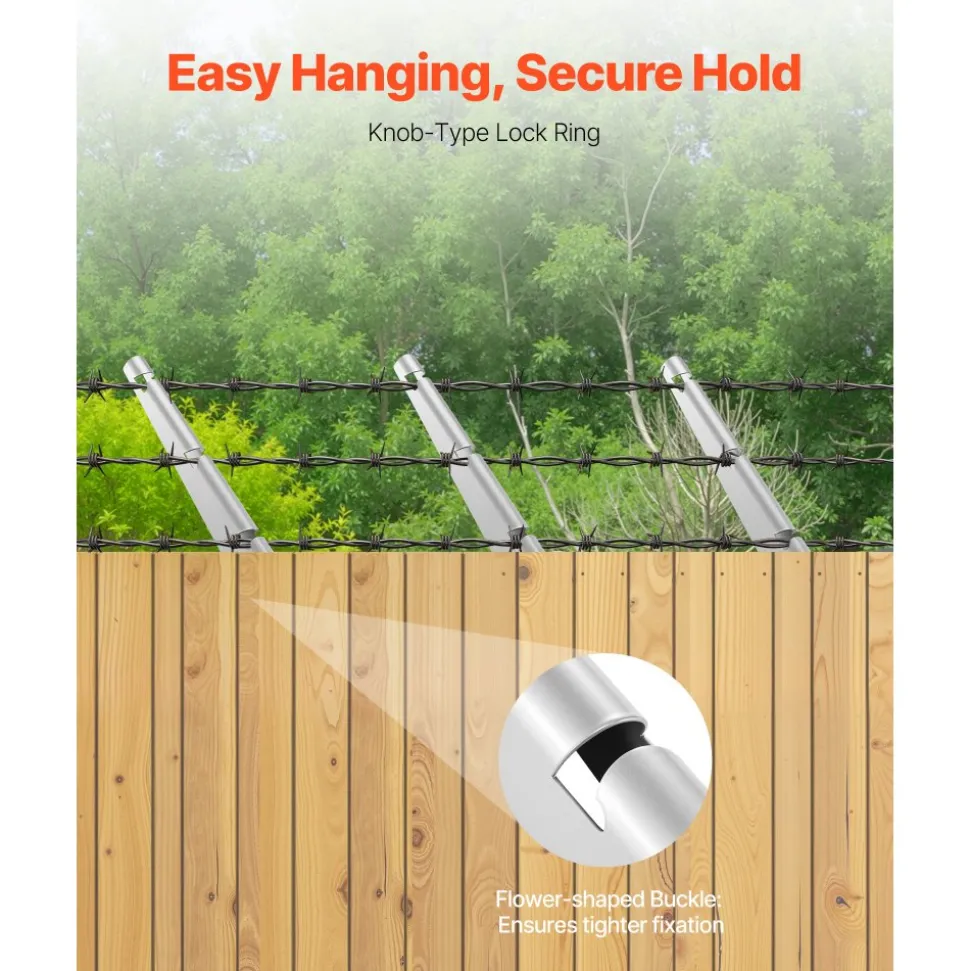 VEVOR Barbed Wire Arm, 10 Packs 12.2 in Fence Post Extender, Flat or Surface Mounted, Galvanized Steel Fence Height Extender, Protect Privacy and Prevent Pets Jumping Off, for Outdoor Wood Concrete Fences