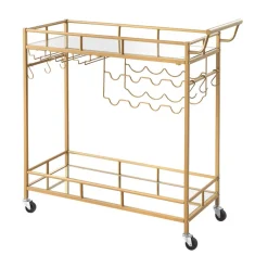 VEVOR Bar Cart, 3 Tiers Home Kitchen Serving Carts, Industrial Rolling Utility Station on Wheel, Mobile Drink Beverage Shelf with Wine Rack & Glass Holder, 26.77x14.17x32.68 in, Rustic Brown and Black