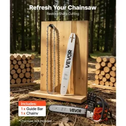 VEVOR Bar & Chainsaw Chain Combo 18" .325" Pitch .058" Gauge 72 Drive Links, Fits VEVOR CN-52G / CN-58G / CN-62G Gas Chainsaw, Alloy Steel, Replacement Guide Bar & Saw Chain with Sharp Cutter Teeth