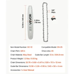 VEVOR Bar & Chainsaw Chain Combo 12