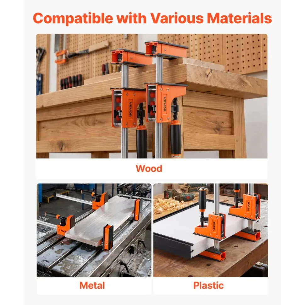 VEVOR Bar Clamps for Woodworking, 4-Pack, 36" Opening F Clamps, 1500 lbs Load Limit, Clamp/Spreader 2 Modes, Soft Rubber Pads, Ergonomic Handle, Carbon Steel Bar, for Wood Working and Metal Working
