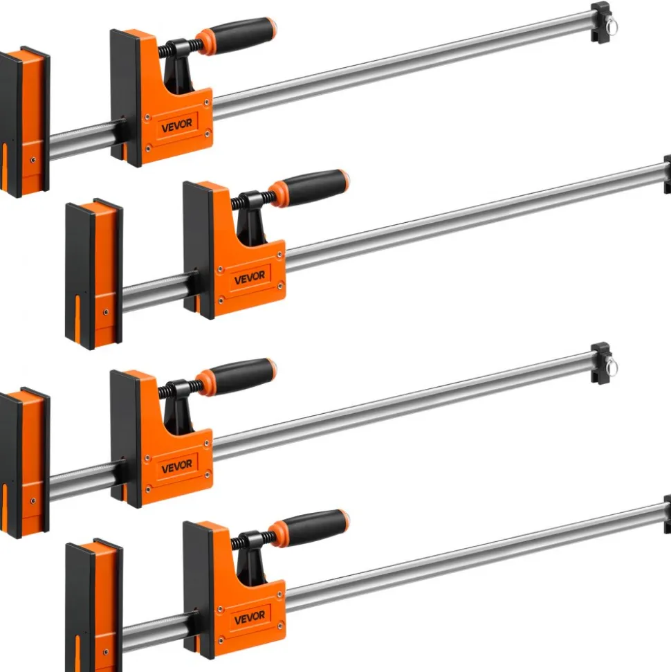 VEVOR Bar Clamps for Woodworking, 4-Pack, 36" Opening F Clamps, 1500 lbs Load Limit, Clamp/Spreader 2 Modes, Soft Rubber Pads, Ergonomic Handle, Carbon Steel Bar, for Wood Working and Metal Working