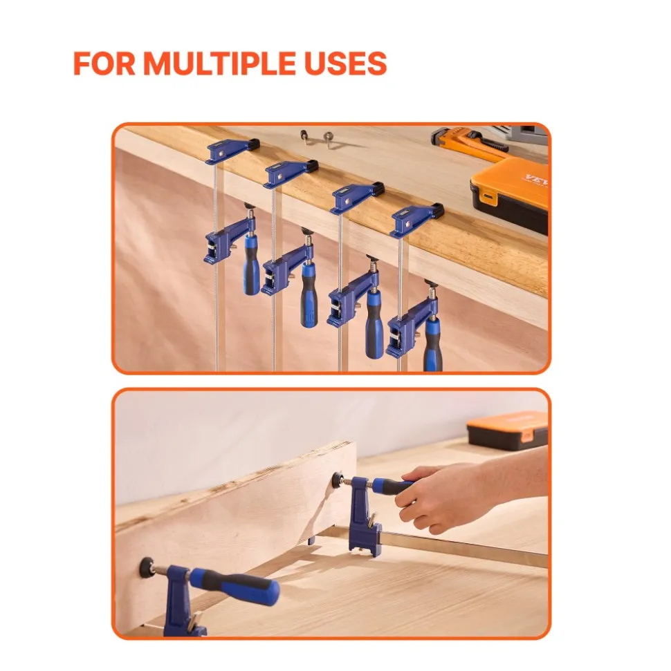 VEVOR Bar Clamps for Woodworking, 4-Pack 36 inch Opening, Lockable F-Clamp with 600 lbs Load Limit, 2-1/2 inch Depth, Cast Iron and Carbon Steel, Easy to Use, Wood Clamps for Woodworking Metal Working
