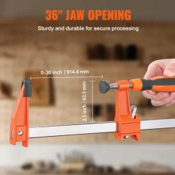 VEVOR Bar Clamps for Woodworking, 2-Pack 24 inch Opening, Lockable F-Clamp with 600 lbs Load Limit, 2-1/2 inch Depth, Cast Iron and Carbon Steel, Easy to Use, Wood Clamps for Woodworking Metal Working