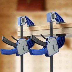 VEVOR Bar Clamps for Woodworking, 2-Pack 24 inch One-Handed Clamp/Spreader, Quick-Grip F-Clamp with 340 lbs Load Limit, Premium Plastic and Carbon Steel, for Woodworking Metal working, Blue + Black