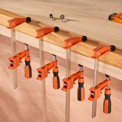 VEVOR Bar Clamps for Woodworking, 2-Pack 24 inch Parallel Clamp Set, F-Clamp with 1500 lbs Load Limit, Even Pressure, High-strength Plastic and Carbon Steel, for Woodworking Metal Working, Orange