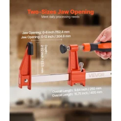 VEVOR Bar Clamps for Woodworking, 2-Pack 24 inch Parallel Clamp Set, F-Clamp with 1500 lbs Load Limit, Even Pressure, High-strength Plastic and Carbon Steel, for Woodworking Metal Working, Orange