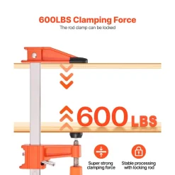VEVOR Bar Clamps for Woodworking, 2-Pack 24 inch Parallel Clamp Set, F-Clamp with 1500 lbs Load Limit, Even Pressure, High-strength Plastic and Carbon Steel, for Woodworking Metal Working, Orange