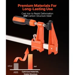 VEVOR Bar Clamps for Woodworking, 2-Pack 24 inch Parallel Clamp Set, F-Clamp with 1500 lbs Load Limit, Even Pressure, High-strength Plastic and Carbon Steel, for Woodworking Metal Working, Orange