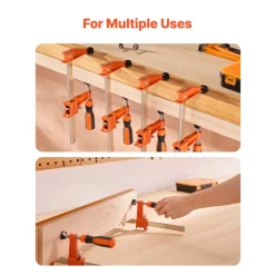 VEVOR Bar Clamps for Woodworking, 2-Pack 24 inch Parallel Clamp Set, F-Clamp with 1500 lbs Load Limit, Even Pressure, High-strength Plastic and Carbon Steel, for Woodworking Metal Working, Orange