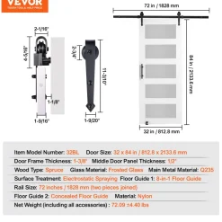 VEVOR Barn Door and Hardware Kit, 32