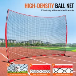 VEVOR Barricade Backstop Net, 16x10 ft Ball Sports Barrier Netting, Portable Practice Equipment with Carry Bag, Protection Screen for Baseball Softball Lacrosse Soccer Hockey Training, for Backyard