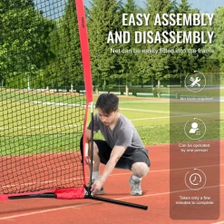 VEVOR Barricade Backstop Net, 16x10 ft Ball Sports Barrier Netting, Portable Practice Equipment with Carry Bag, Protection Screen for Baseball Softball Lacrosse Soccer Hockey Training, for Backyard