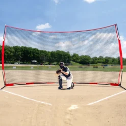 VEVOR Barricade Backstop Net, 16x10 ft Ball Sports Barrier Netting, Portable Practice Equipment with Carry Bag, Protection Screen for Baseball Softball Lacrosse Soccer Hockey Training, for Backyard