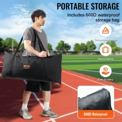 VEVOR Barricade Backstop Net, 16x10 ft Ball Sports Barrier Netting, Portable Practice Equipment with Carry Bag, Protection Screen for Baseball Softball Lacrosse Soccer Hockey Training, for Backyard
