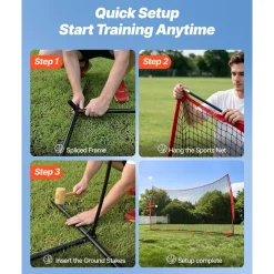 VEVOR Barricade Backstop Net, 20x10 ft Ball Sports Barrier Netting, Portable Practice Equipment with Carry Bag, Protection Screen for Baseball Softball Lacrosse Soccer Hockey Training, for Backyard