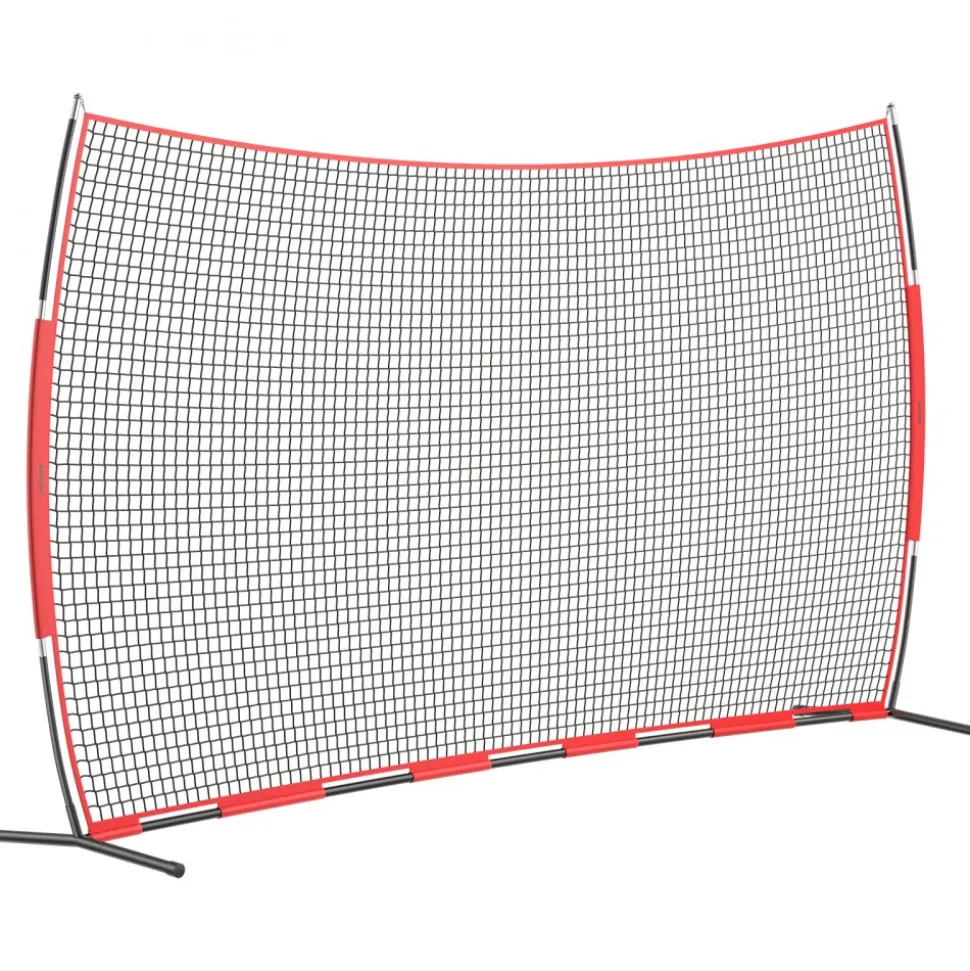 VEVOR Barricade Backstop Net, 20x10 ft Ball Sports Barrier Netting, Portable Practice Equipment with Carry Bag, Protection Screen for Baseball Softball Lacrosse Soccer Hockey Training, for Backyard