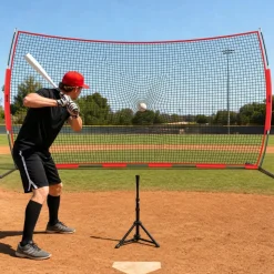 VEVOR Barricade Backstop Net, 20x10 ft Ball Sports Barrier Netting, Portable Practice Equipment with Carry Bag, Protection Screen for Baseball Softball Lacrosse Soccer Hockey Training, for Backyard