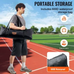 VEVOR Barricade Backstop Net, 12x9 ft Ball Sports Barrier Netting, Portable Practice Equipment with Carry Bag, Protection Screen for Baseball Softball Lacrosse Soccer Hockey Training, for Backyard